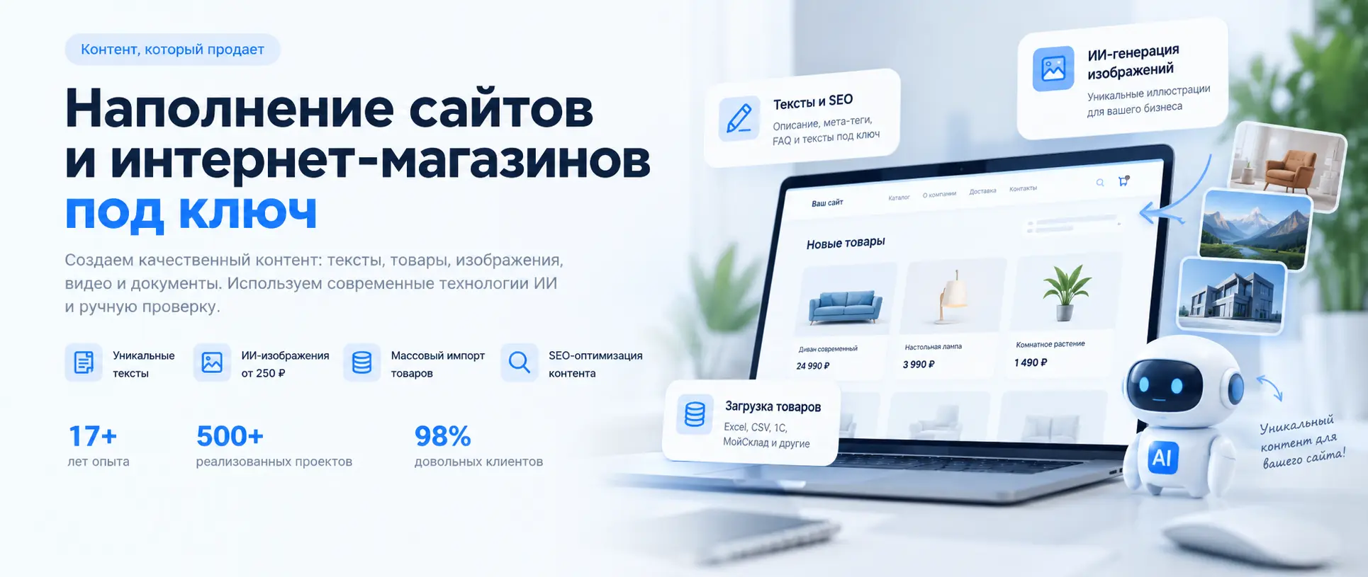 Наполнение сайтов и интернет-магазинов